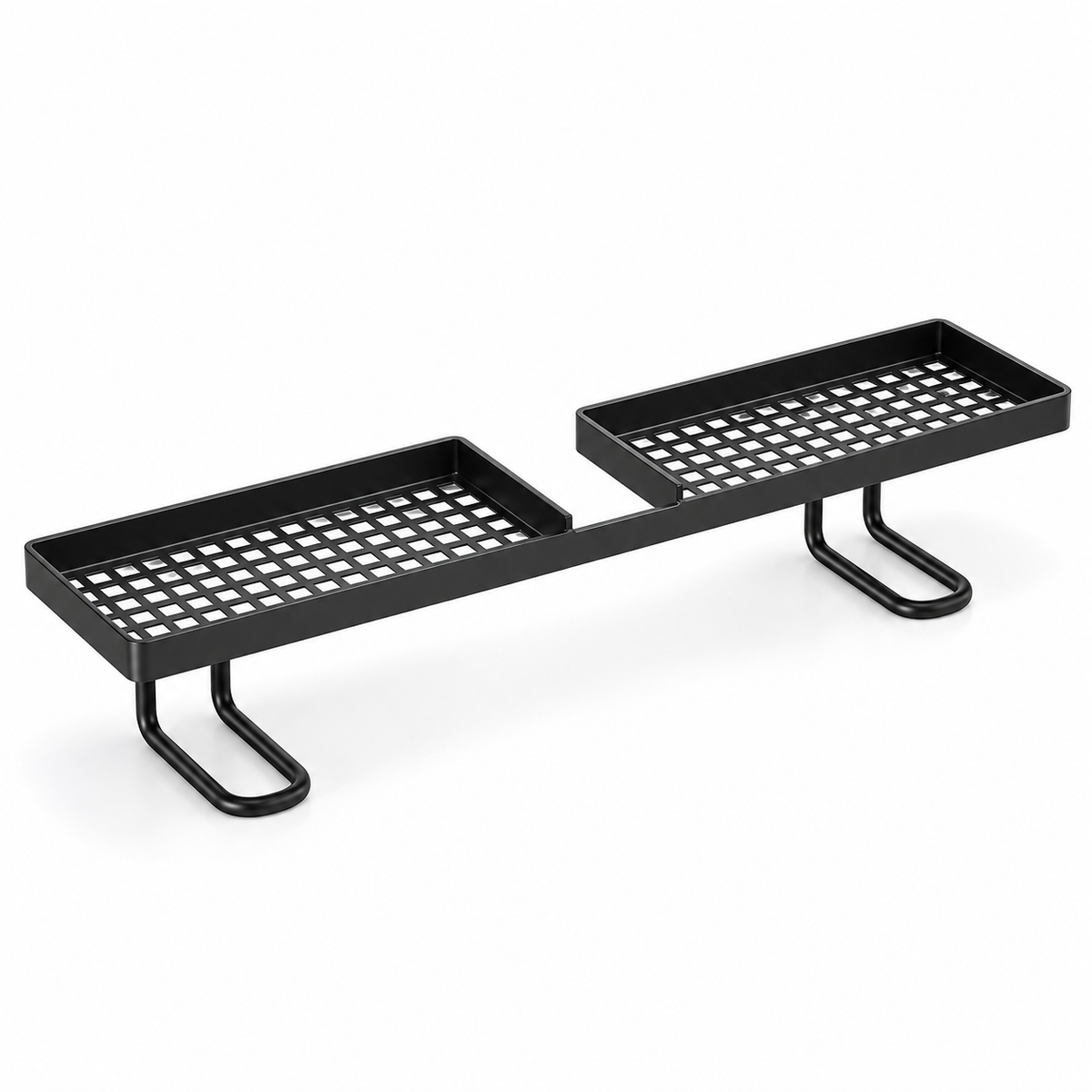 Black Faucet-Bridge Vanity Shelf on white