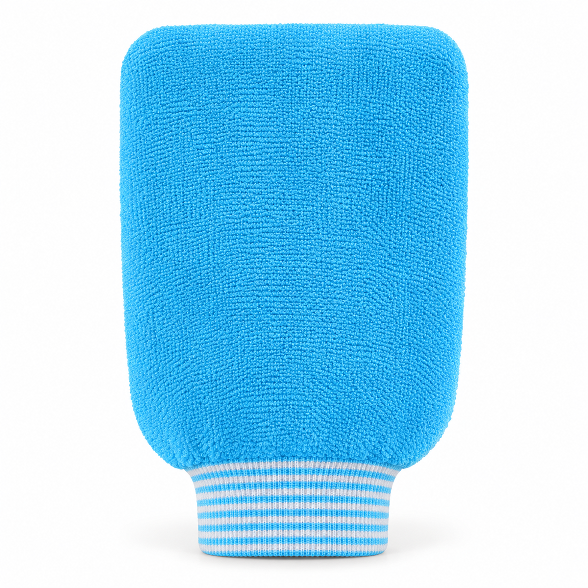 Blue Dual-Texture Bath Mitt on white