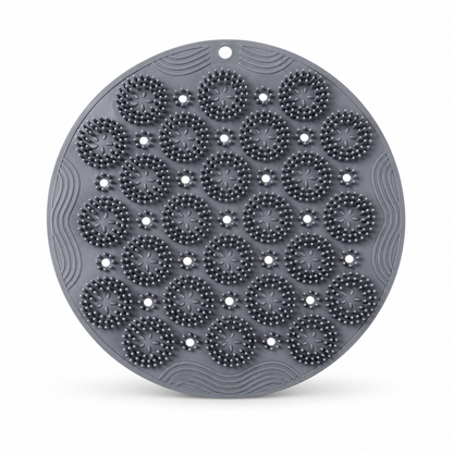 Gray Silicone Shower Scrub Pad on white