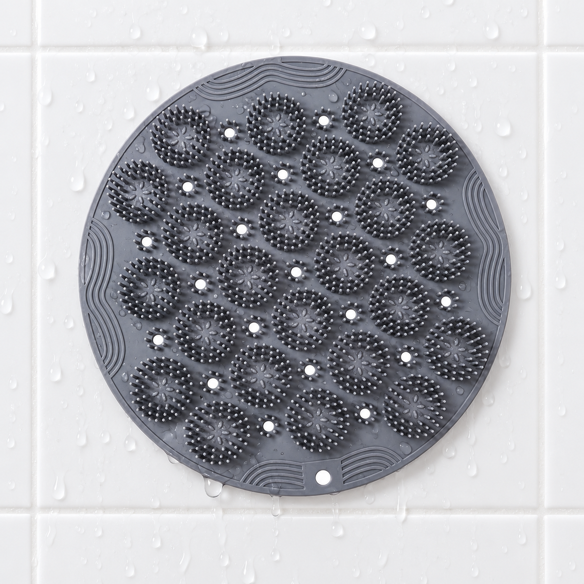 Gray Silicone Shower Scrub Pad alternate structural view