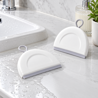Mini Countertop Squeegees, Set of 2 in a bathroom setting; display props not included