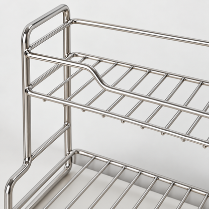 Close view of the silver wire basket and side frame