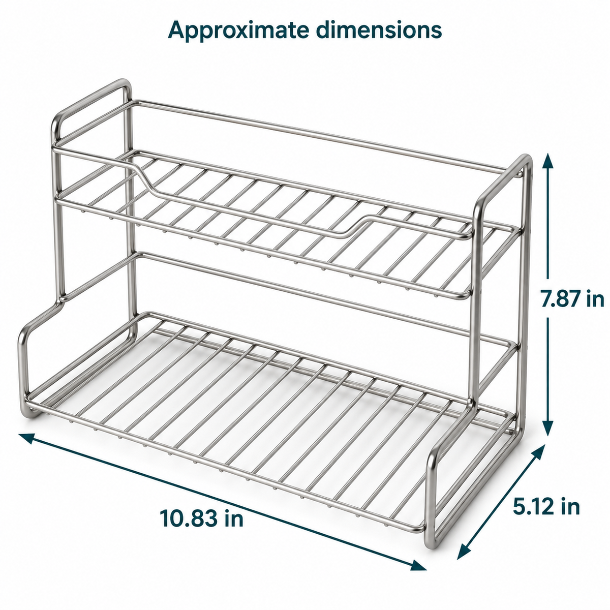 Approximate rack dimensions: 10.83 by 5.12 by 7.87 inches