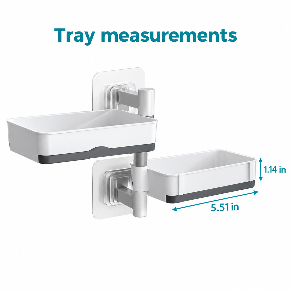 Two-Tier Swivel Soap Holder verified measurements in inches